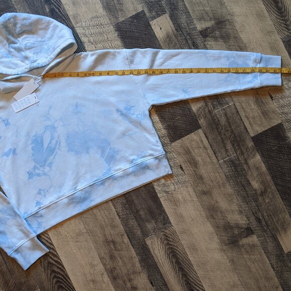 Frankies Bikinis Burl Sweatshirt Cotton Fleece Hoodie Blue Tie Dye - Picture 6 of 7